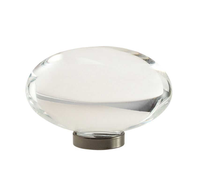 Glacio Oval Knob, 1-3/4 in (44 mm), Clear / Gunmetal