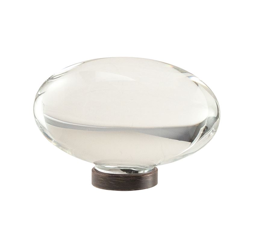 Glacio Oval Knob, 1-3/4 in (44 mm), Clear / Oil-Rubbed Bronze