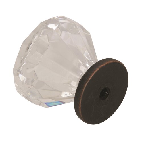 Traditional Classics Round Acrylic Knob, 1-1/4 in (32 mm), Clear / Oil-Rubbed Bronze