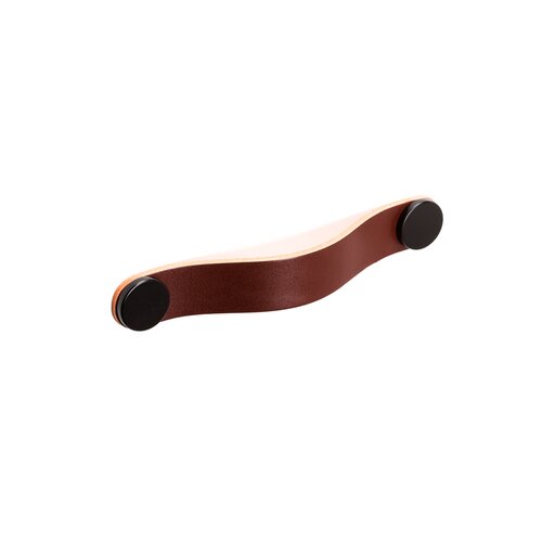 Flexa Leather Pull, 128mm, Brown / Pewter