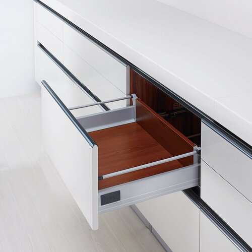 Doublewall Deep Drawer, Regular Boxside with 1 Round Rail and 115 mm Drawer Height